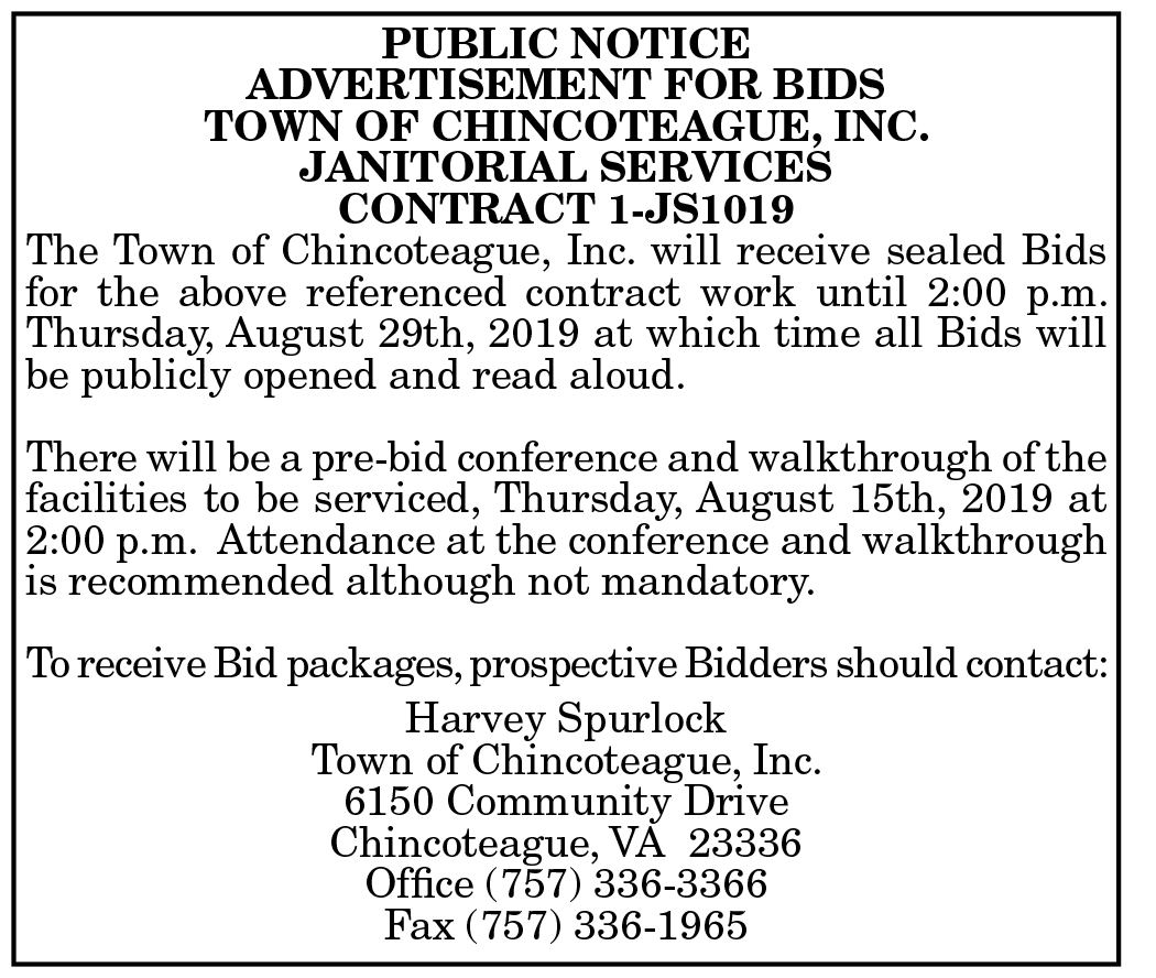 Chincoteague Janitorial Bids