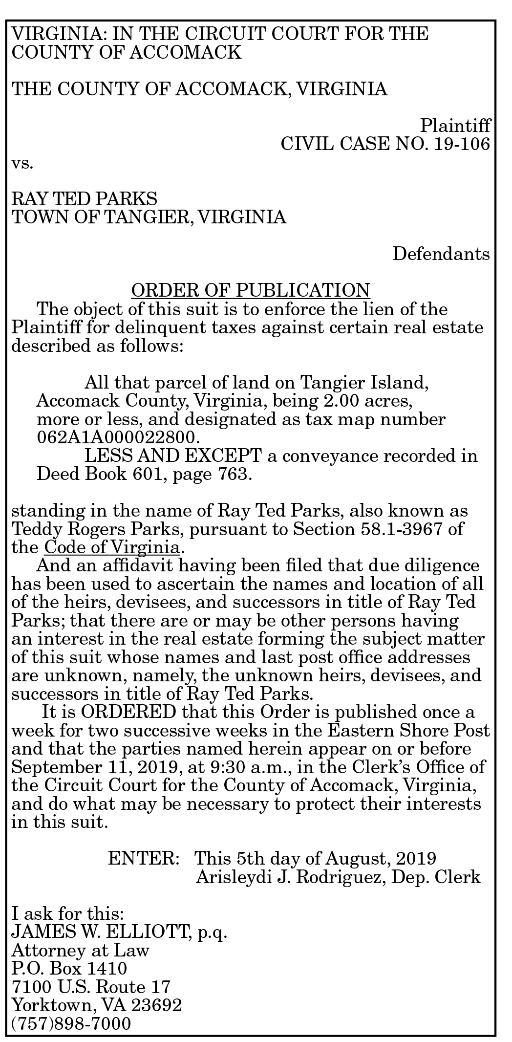 Order of Publication Parks