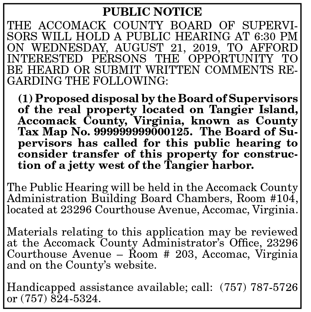 Public Hearing Tangier Property