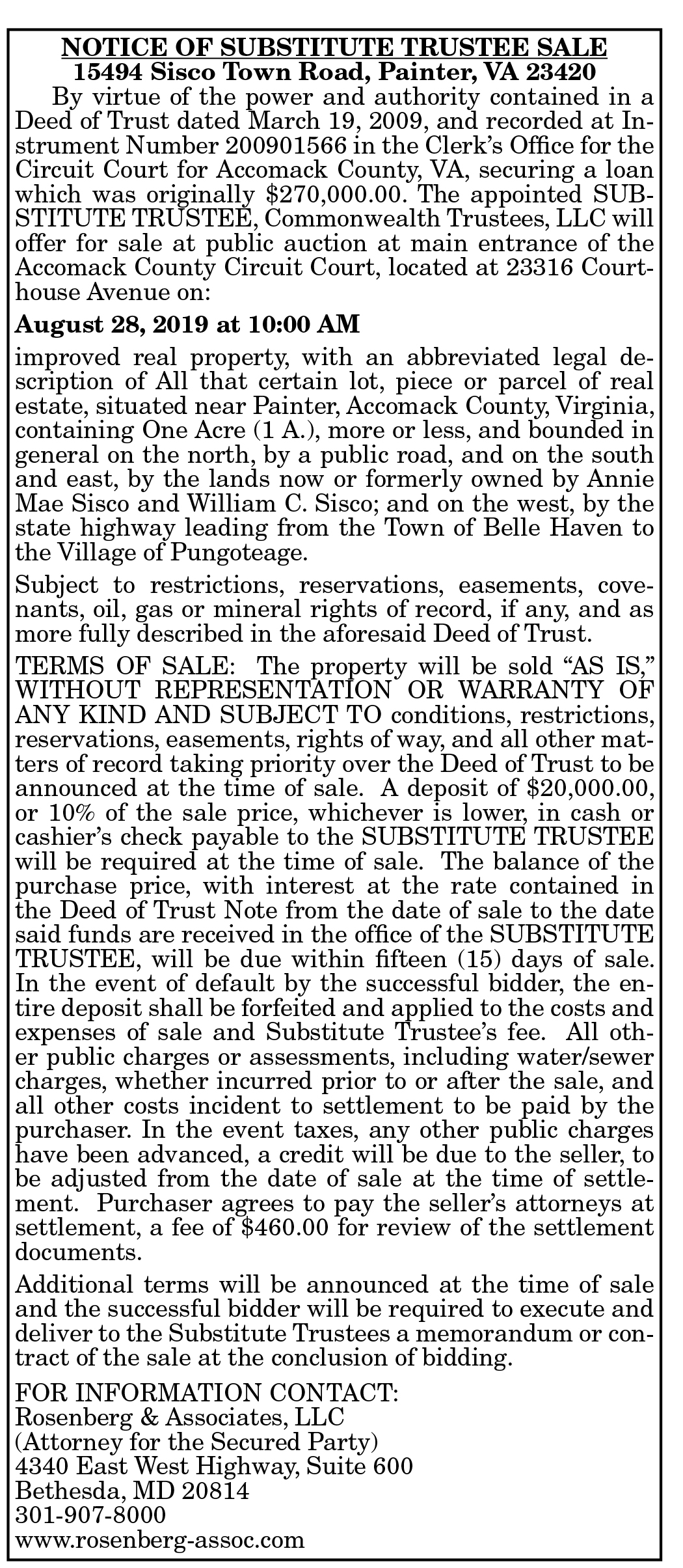Sub Trustee Sale