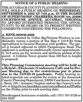 ACCOMACK COUNTY PLANNING COMMISSION mtg. 8.28, 9.4