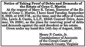 Debts and Demands of the Estate of Gene C. Martin 8.21