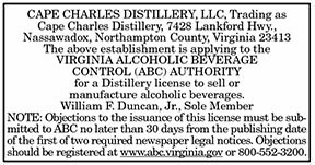 ABC Cape Charles Distillery 10.16, 10.23