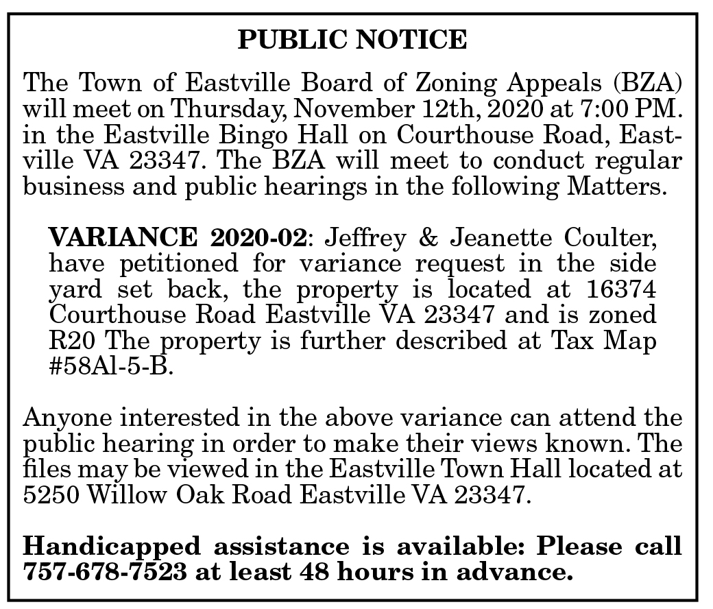 Eastville BZA 10.23, 10.30