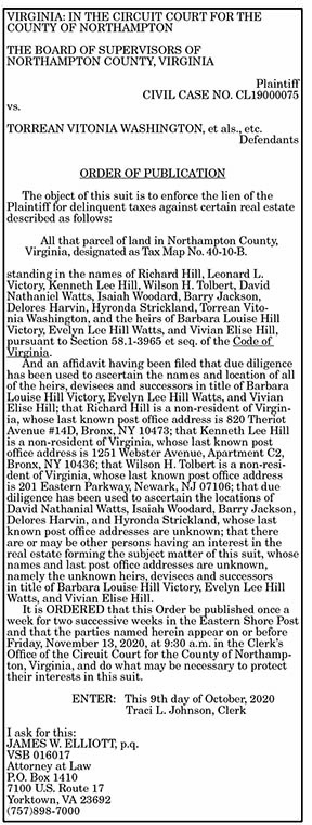 Order of Publication Washington 10.16, 10.23