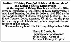 Proof of Debts and Demands of the Estate of Kitty Kitabayashi 10.2