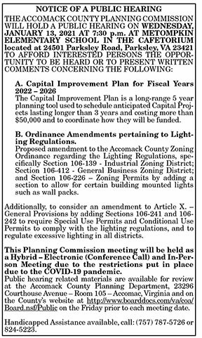 Accomack County Public Hearing Lighting Ordinance 12.25, 1.1