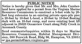 Cumberland VMRC Notice 12.25