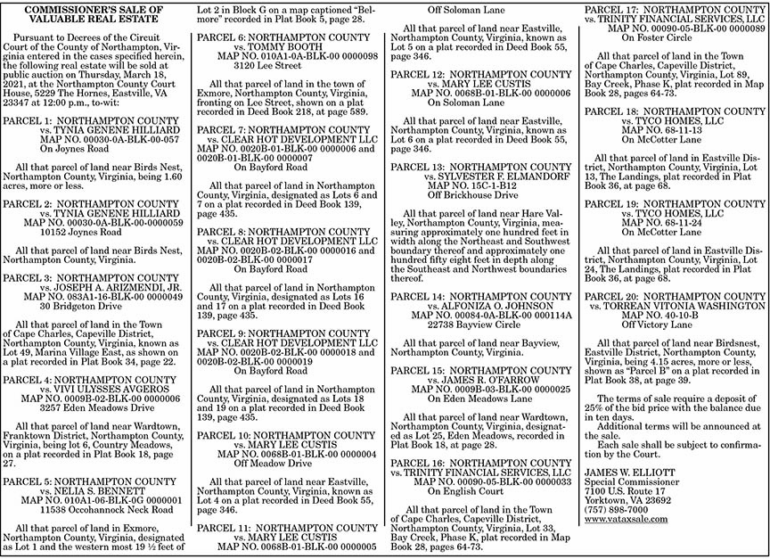 Northampton Commissioners Sale 2.26, 3.5, 3.12