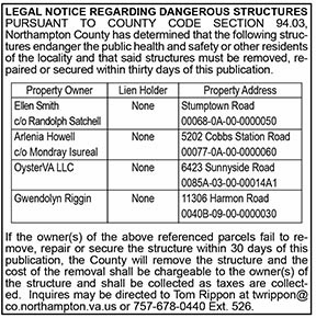 Northampton County Dangerous Structures 2.5, 2.12