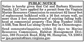 VMRC Public Notice Klausner 2.26