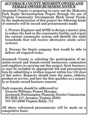Accomack County Minority Owned and Female Owned Business Notice 4.9