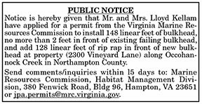VMRC Public Notice Kellam 4.30