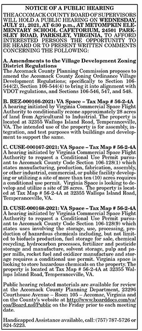 Accomack County Board of Supervisors Public Hearing 7.2, 7.9