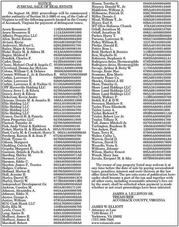 Accomack Judicial Sale 7.16