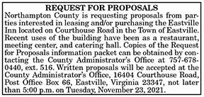 RFP Leasing the Eastville Inn 9.17, 9.24