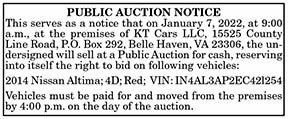 KT Cars Public Auction 12.31