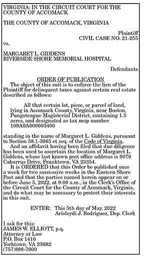 Order of Publication Giddens 5.13, 5.20