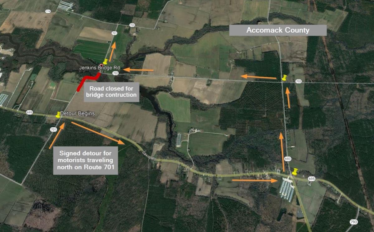 Route 701 Bridge Over Holdens Creek in Temperanceville to Close for Bridge Work