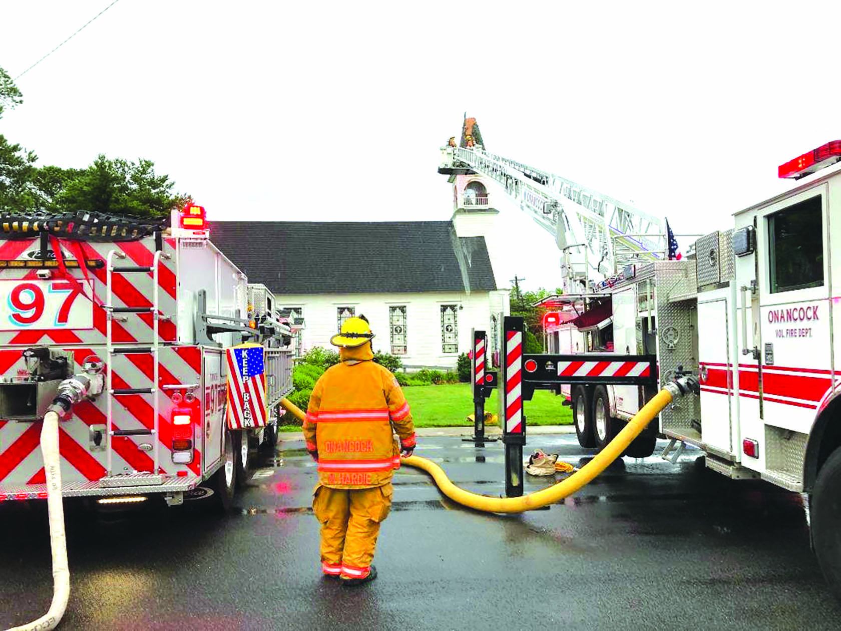 Lightning Strike Damages Church Steeple