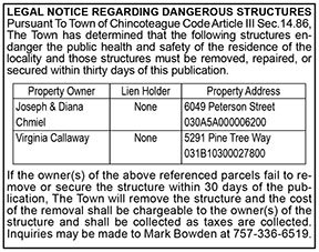Legal Notice Regarding Dangerous Structures 6.24, 7.1