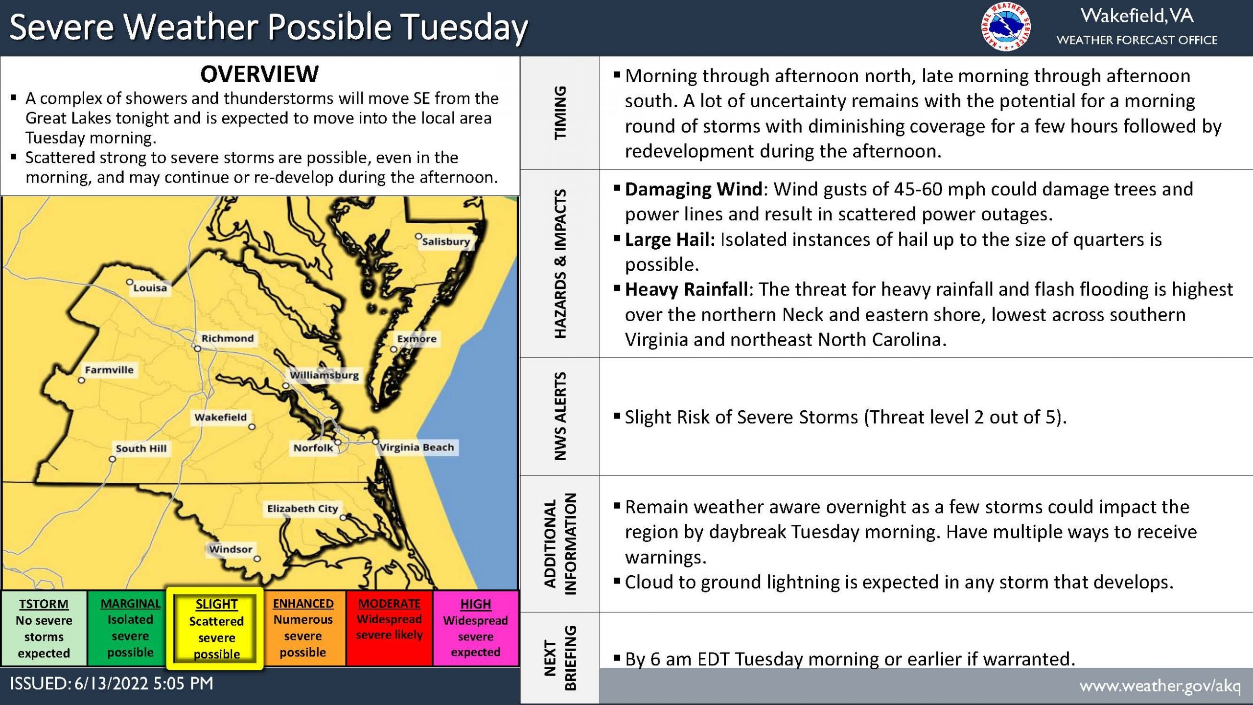 Slight Risk of Severe Weather Tomorrow (June 14)