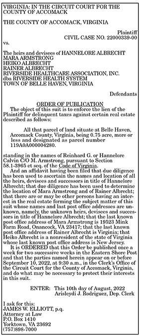 Order of Publication Albrecht 8.12, 8.19