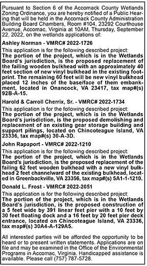 Accomack County Wetlands Zoning Public Hearing 9.9, 9.16