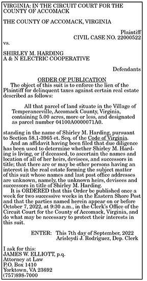 Order of Publication Harding 9.9, 9.16