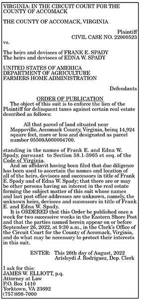 Order of Publication Spady 9.2, 9.9