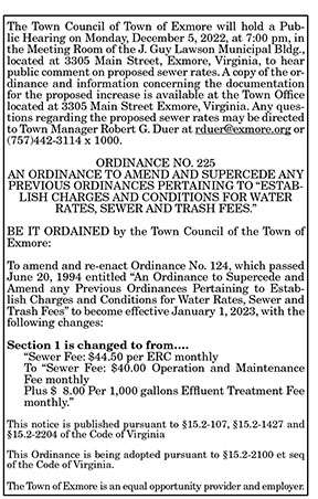 Town of Exmore Proposed Sewer Rates 11.25, 12.2