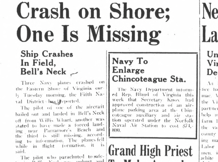 ESVA NEVER FORGET: The day three military aircraft crashed on Eastern Shore, killing one pilot